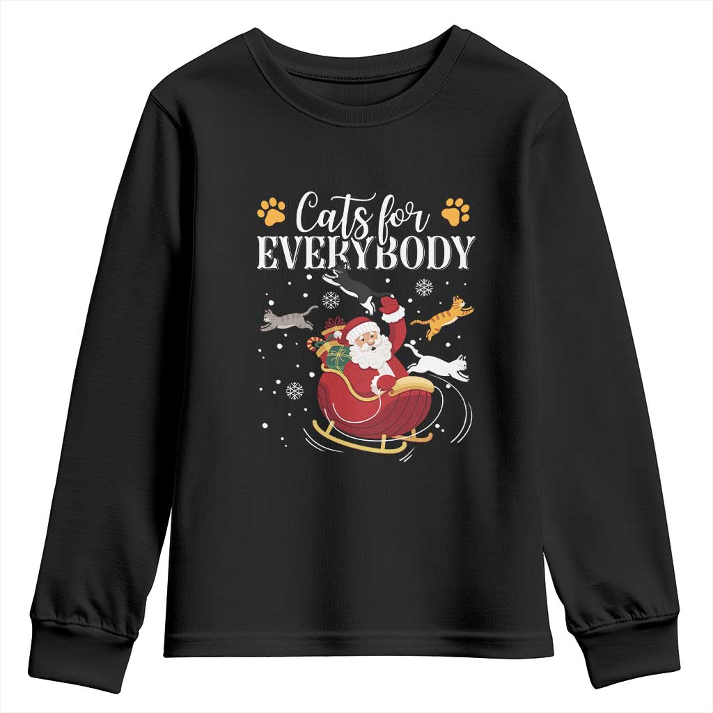 Christmas Cat Lover Youth Sweatshirt Cats For Everybody Funny Xmas TS10 Black Print Your Wear