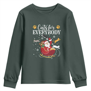 Christmas Cat Lover Youth Sweatshirt Cats For Everybody Funny Xmas TS10 Dark Forest Green Print Your Wear