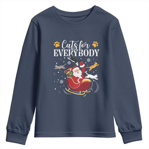 Christmas Cat Lover Youth Sweatshirt Cats For Everybody Funny Xmas TS10 Navy Print Your Wear