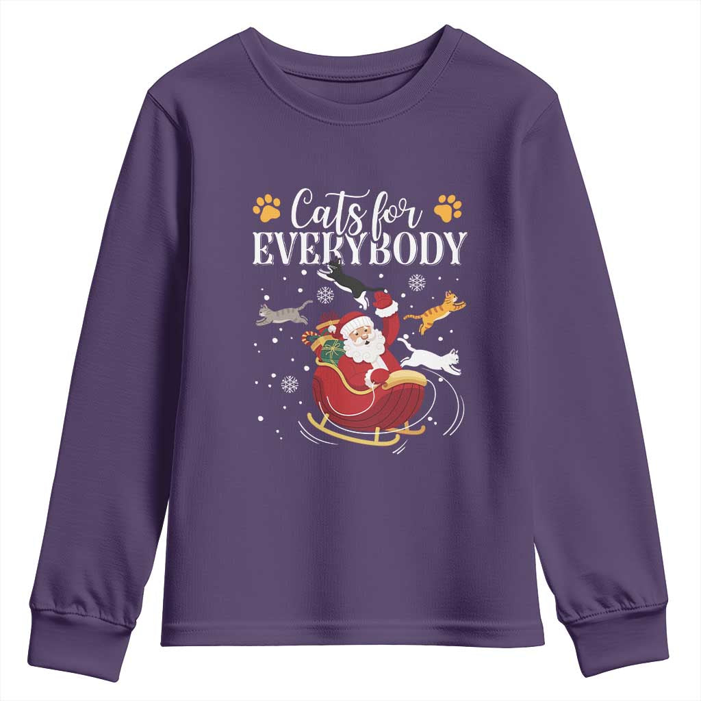 Christmas Cat Lover Youth Sweatshirt Cats For Everybody Funny Xmas TS10 Purple Print Your Wear