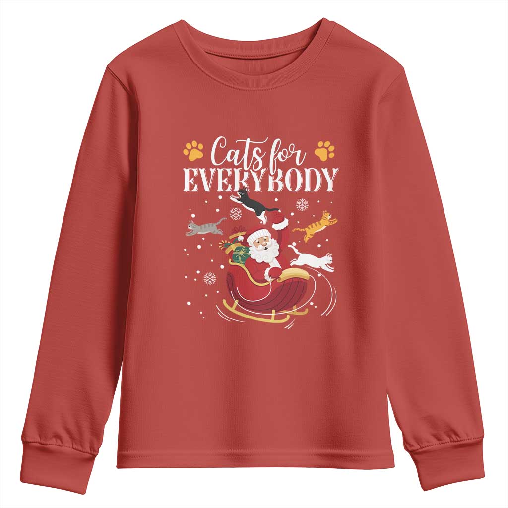 Christmas Cat Lover Youth Sweatshirt Cats For Everybody Funny Xmas TS10 Red Print Your Wear