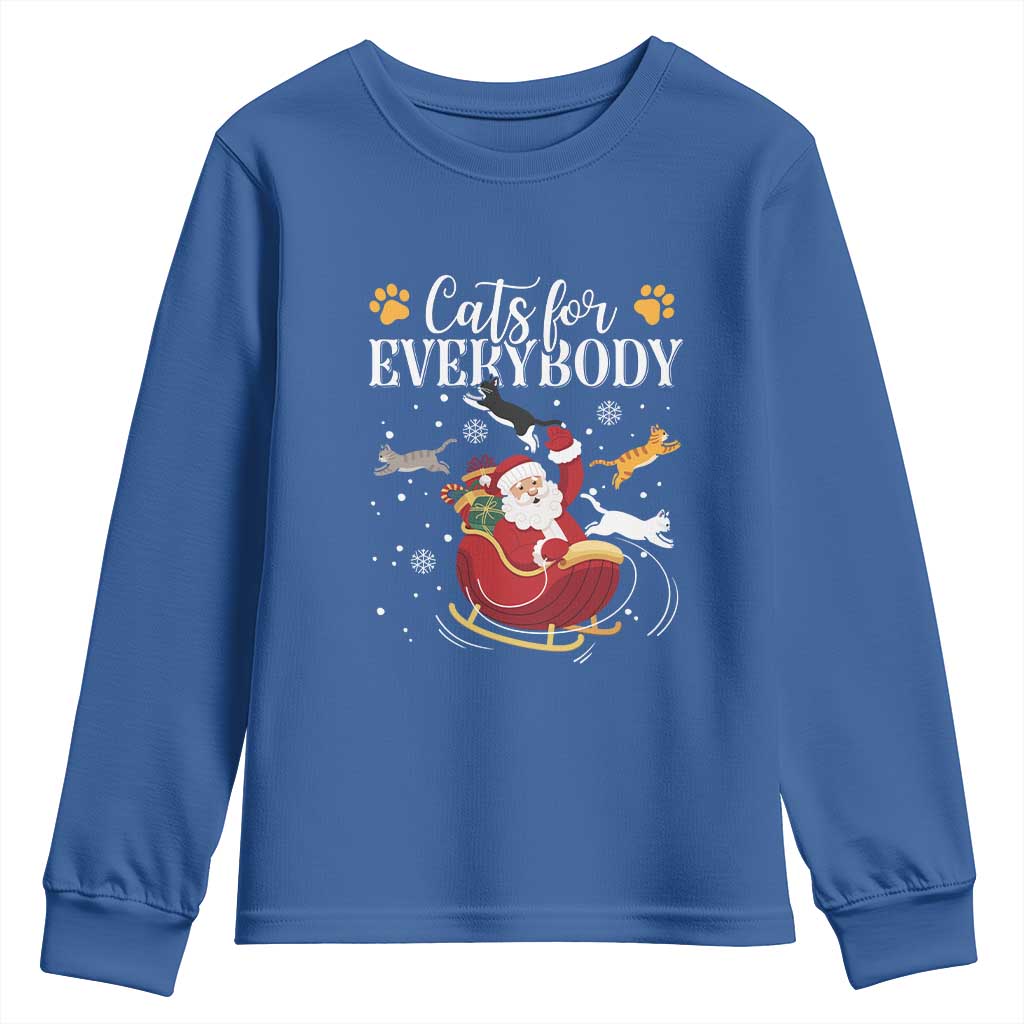 Christmas Cat Lover Youth Sweatshirt Cats For Everybody Funny Xmas TS10 Royal Blue Print Your Wear
