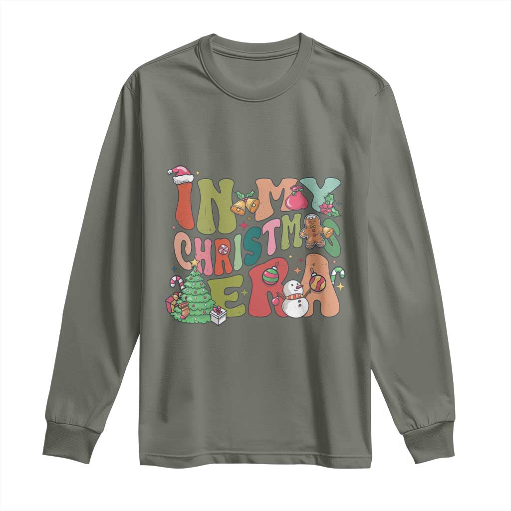 In My Christmas Era Long Sleeve Shirt Cute Groovy Holiday Xmas TS10 Military Green Print Your Wear