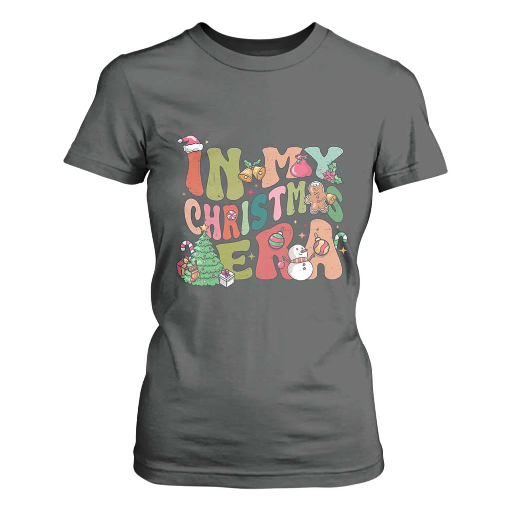 In My Christmas Era T Shirt For Women Cute Groovy Holiday Xmas TS10 Dark Heather Print Your Wear