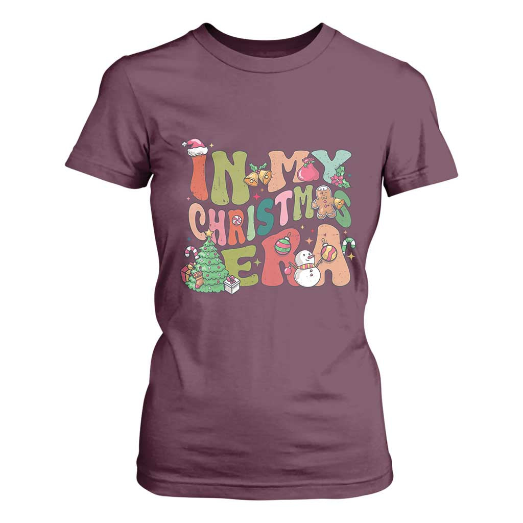 In My Christmas Era T Shirt For Women Cute Groovy Holiday Xmas TS10 Maroon Print Your Wear