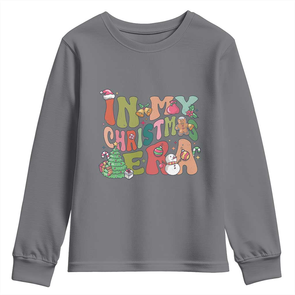 In My Christmas Era Youth Sweatshirt Cute Groovy Holiday Xmas TS10 Charcoal Print Your Wear