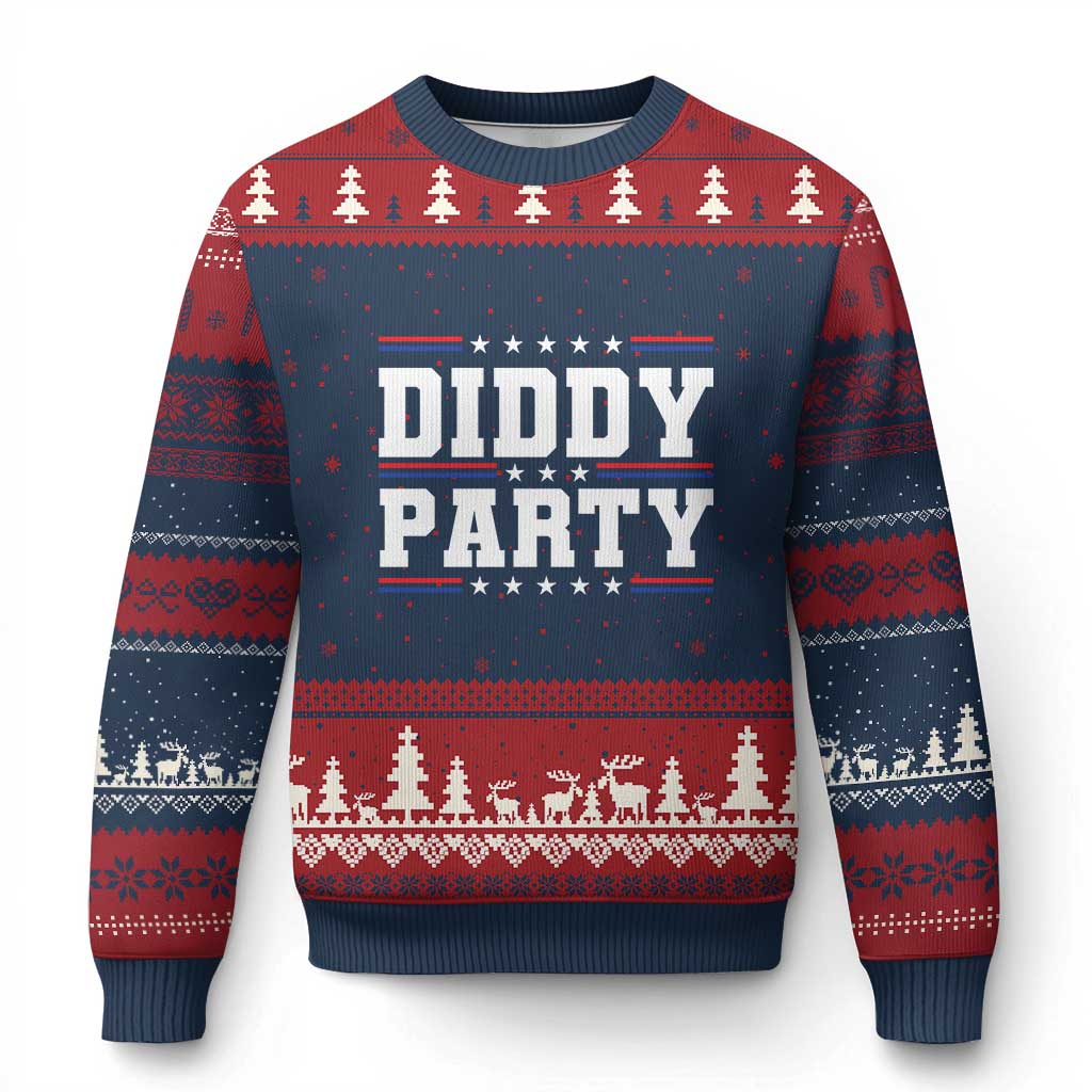 Diddy Party Ugly Christmas Sweater Funny Offensive Humorous Saying TS10 Navy Red Print Your Wear