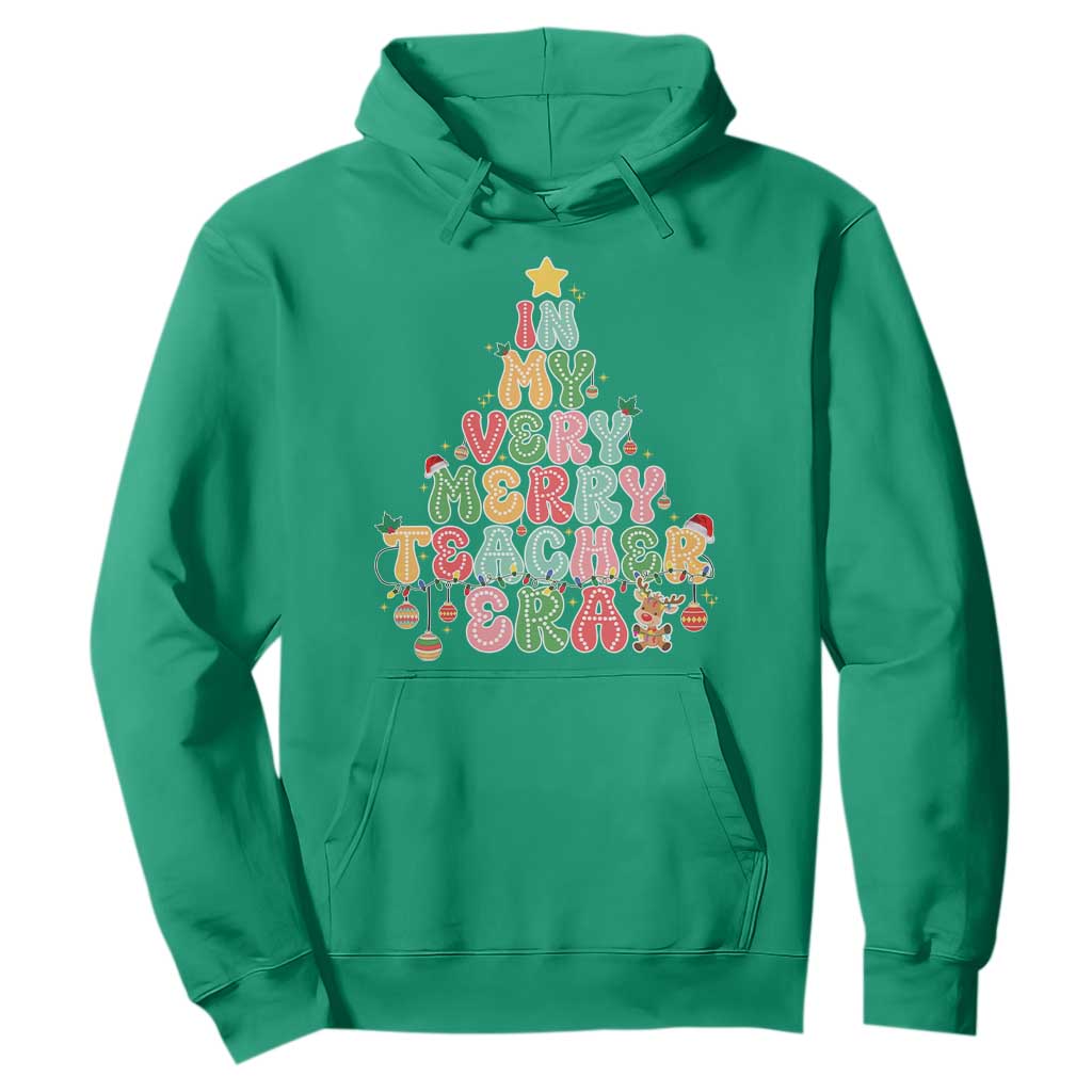Christmas Teacher Hoodie In My Very Merry Teacher Era Xmas Tree TS10 Irish Green Print Your Wear