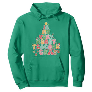 Christmas Teacher Hoodie In My Very Merry Teacher Era Xmas Tree TS10 Irish Green Print Your Wear