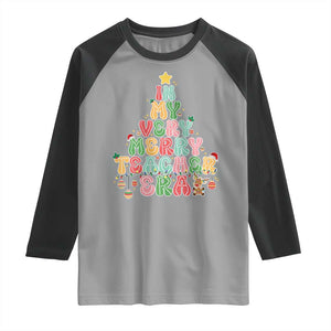 Christmas Teacher Raglan Shirt In My Very Merry Teacher Era Xmas Tree TS10 Sport Gray Black Print Your Wear