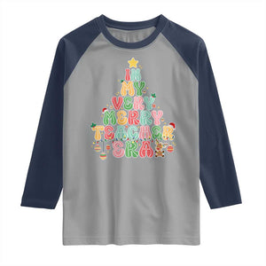 Christmas Teacher Raglan Shirt In My Very Merry Teacher Era Xmas Tree TS10 Sport Gray Navy Print Your Wear
