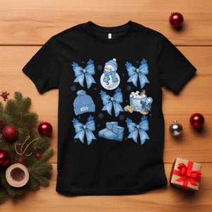 Coquette Bow Christmas T Shirt Cozy Winter Xmas Gift Blue Holiday TS10 Black Print Your Wear