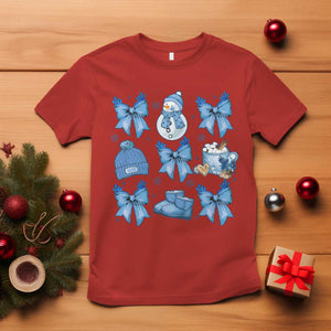 Coquette Bow Christmas T Shirt Cozy Winter Xmas Gift Blue Holiday TS10 Red Print Your Wear