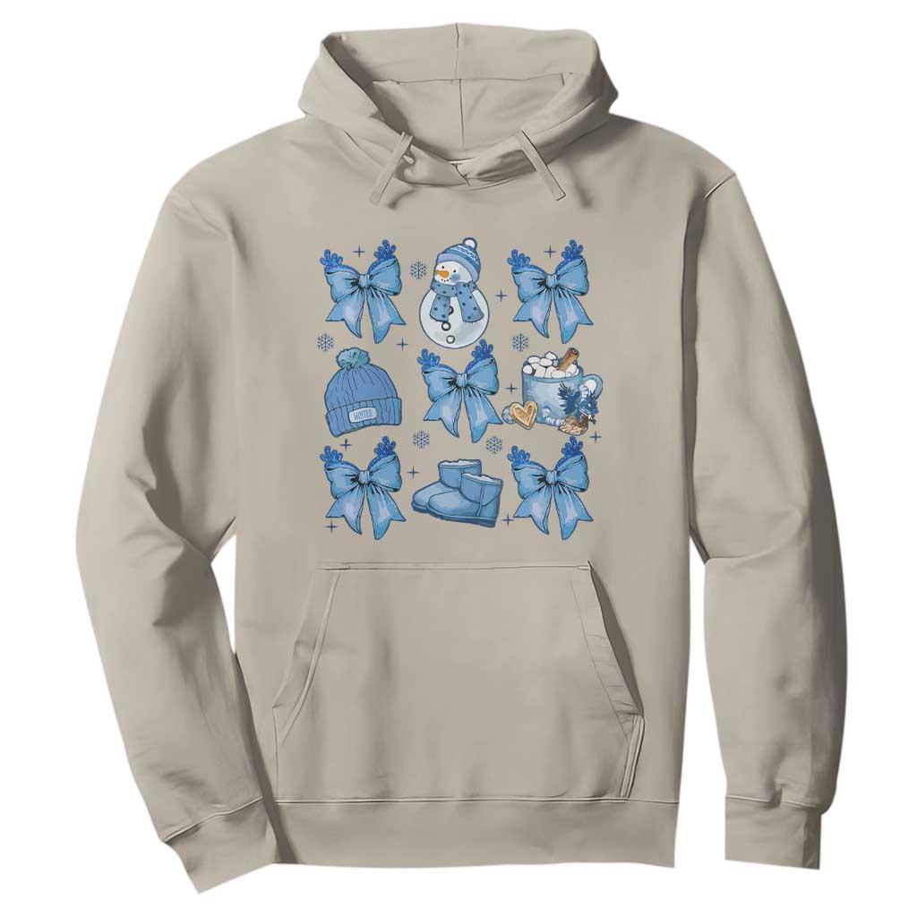 Coquette Bow Christmas Hoodie Cozy Winter Xmas Gift Blue Holiday TS10 Sand Print Your Wear