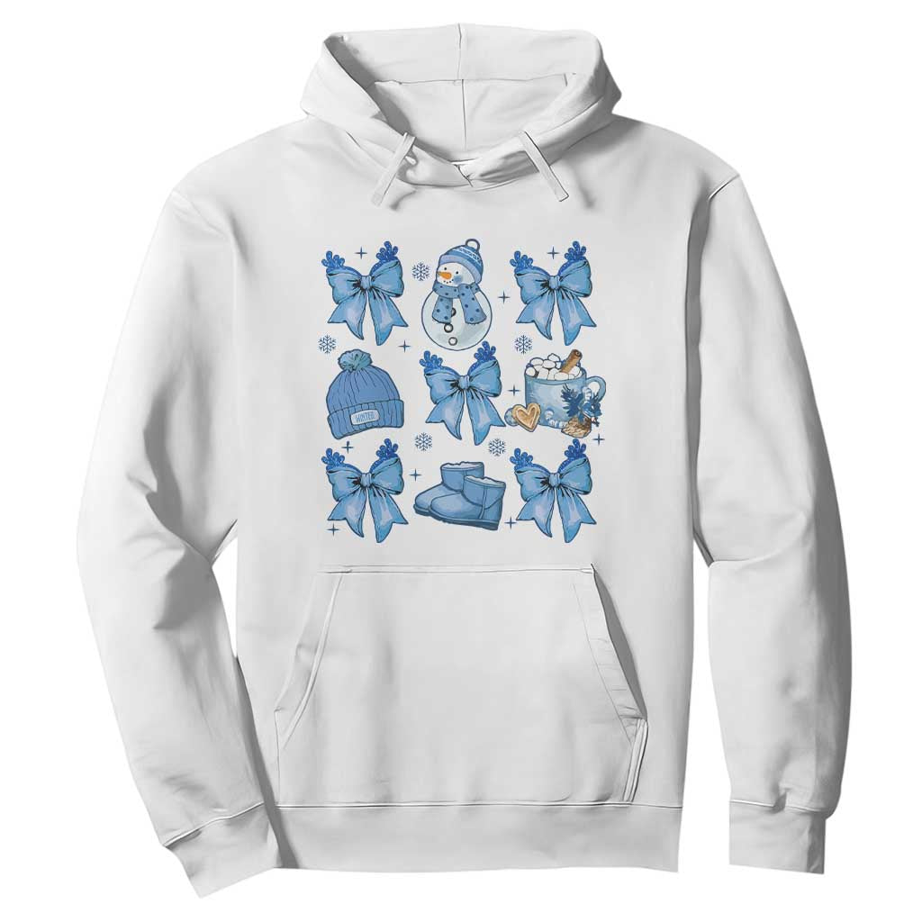 Coquette Bow Christmas Hoodie Cozy Winter Xmas Gift Blue Holiday TS10 White Print Your Wear