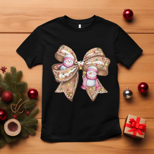 Gingerbread Coquette Bow Christmas T Shirt Cute Snowman Girly Xmas Gifts For Her TS10 Black Print Your Wear