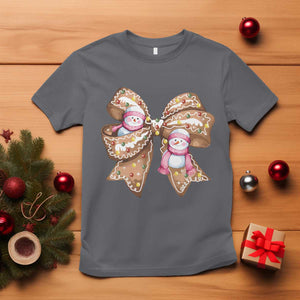 Gingerbread Coquette Bow Christmas T Shirt Cute Snowman Girly Xmas Gifts For Her TS10 Charcoal Print Your Wear