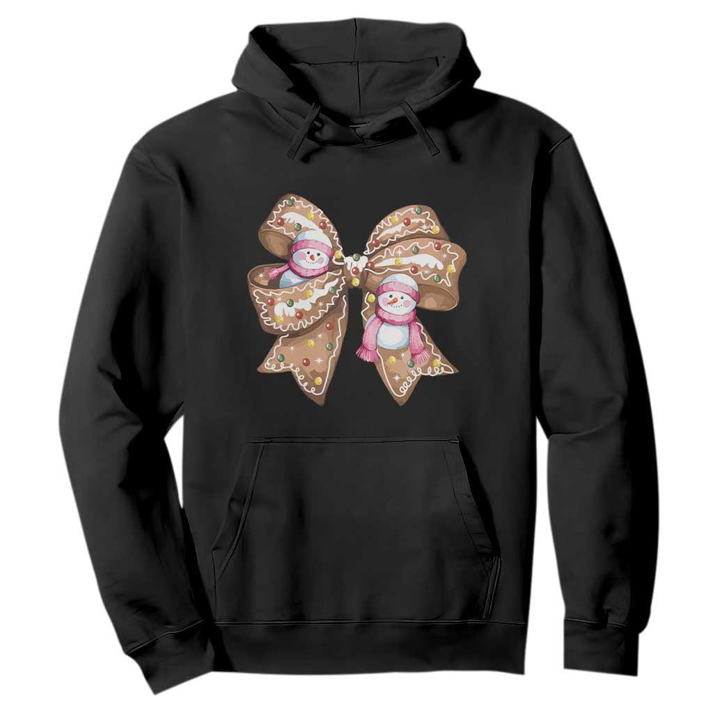 Gingerbread Coquette Bow Christmas Hoodie Cute Snowman Girly Xmas Gifts For Her TS10 Black Print Your Wear