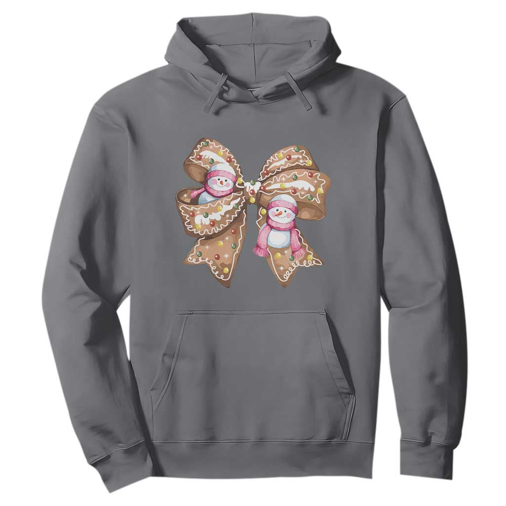 Gingerbread Coquette Bow Christmas Hoodie Cute Snowman Girly Xmas Gifts For Her TS10 Charcoal Print Your Wear