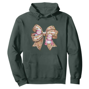 Gingerbread Coquette Bow Christmas Hoodie Cute Snowman Girly Xmas Gifts For Her TS10 Dark Forest Green Print Your Wear