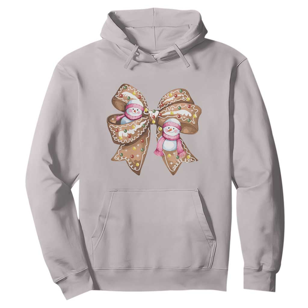 Gingerbread Coquette Bow Christmas Hoodie Cute Snowman Girly Xmas Gifts For Her TS10 Ice Gray Print Your Wear