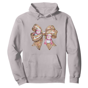 Gingerbread Coquette Bow Christmas Hoodie Cute Snowman Girly Xmas Gifts For Her TS10 Ice Gray Print Your Wear