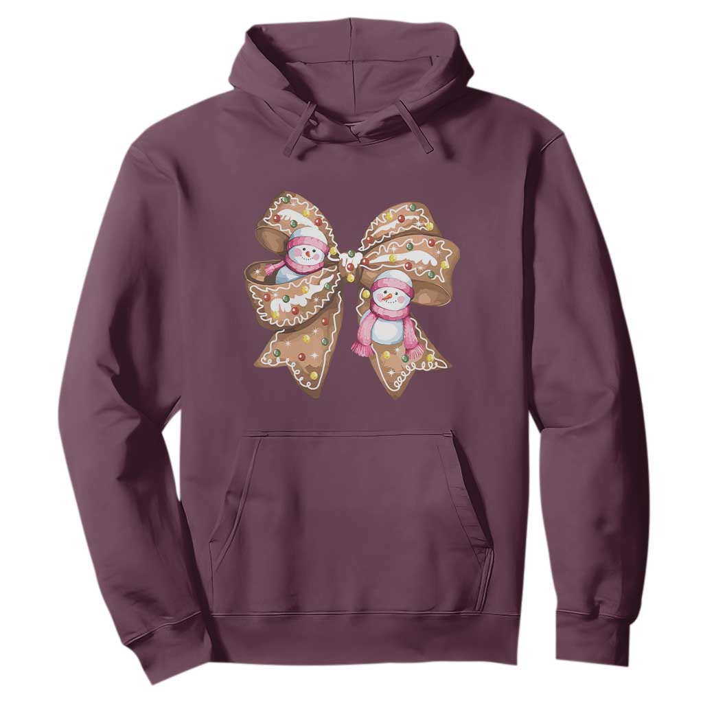 Gingerbread Coquette Bow Christmas Hoodie Cute Snowman Girly Xmas Gifts For Her TS10 Maroon Print Your Wear