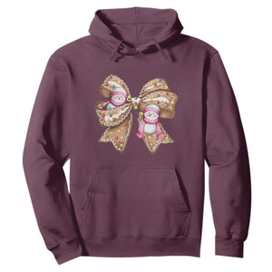 Gingerbread Coquette Bow Christmas Hoodie Cute Snowman Girly Xmas Gifts For Her TS10 Maroon Print Your Wear