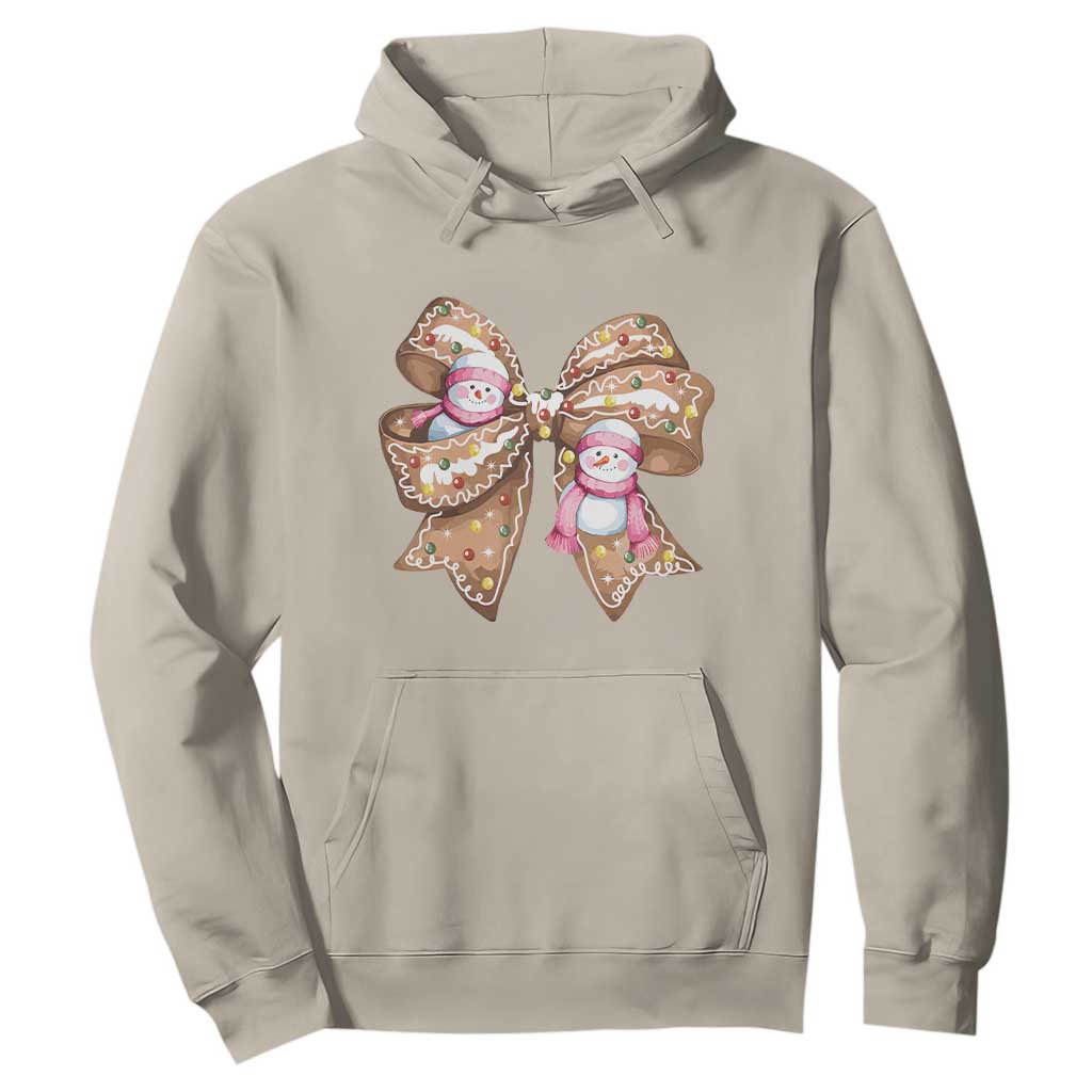 Gingerbread Coquette Bow Christmas Hoodie Cute Snowman Girly Xmas Gifts For Her TS10 Sand Print Your Wear