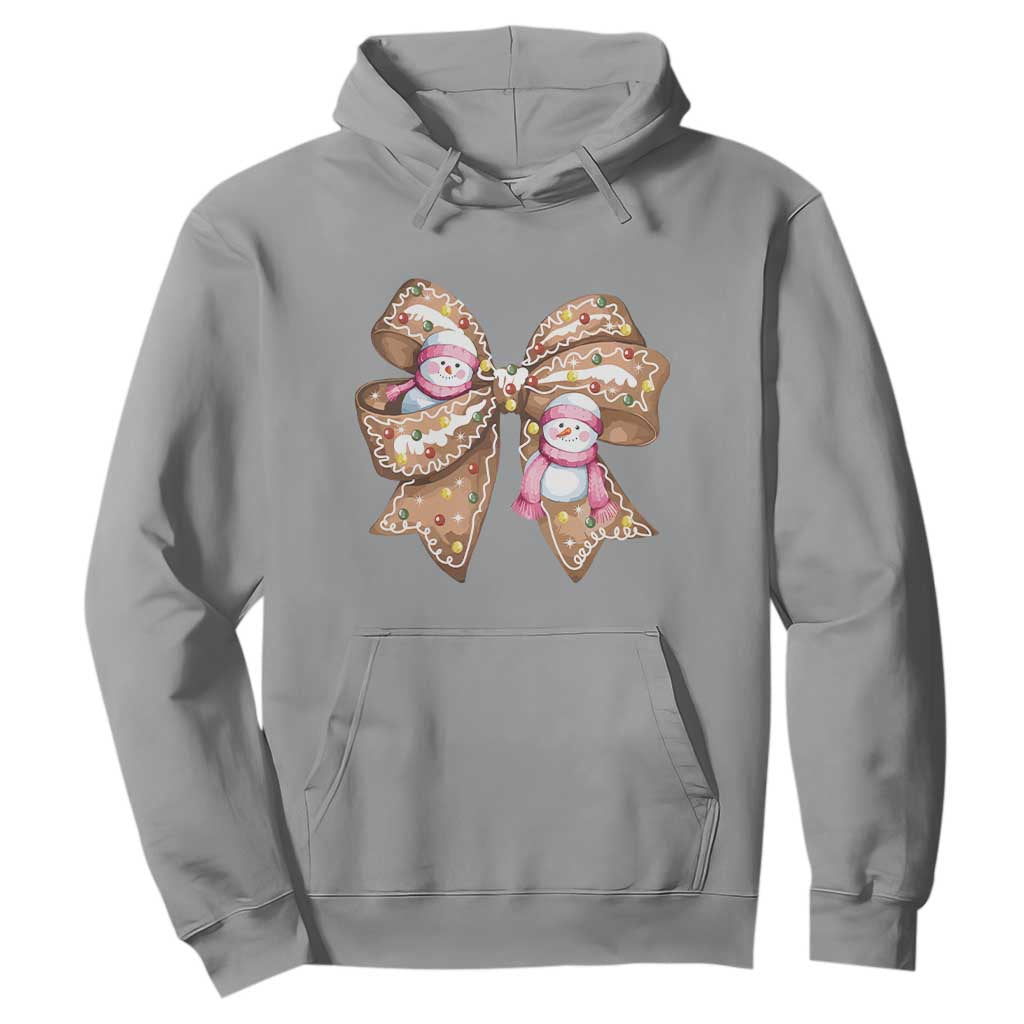 Gingerbread Coquette Bow Christmas Hoodie Cute Snowman Girly Xmas Gifts For Her TS10 Sport Gray Print Your Wear