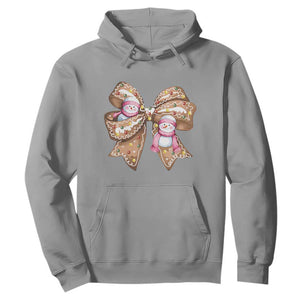 Gingerbread Coquette Bow Christmas Hoodie Cute Snowman Girly Xmas Gifts For Her TS10 Sport Gray Print Your Wear