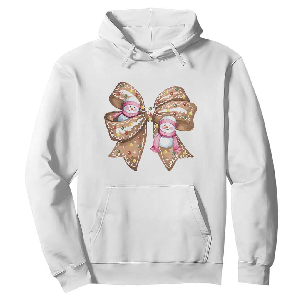 Gingerbread Coquette Bow Christmas Hoodie Cute Snowman Girly Xmas Gifts For Her TS10 White Print Your Wear