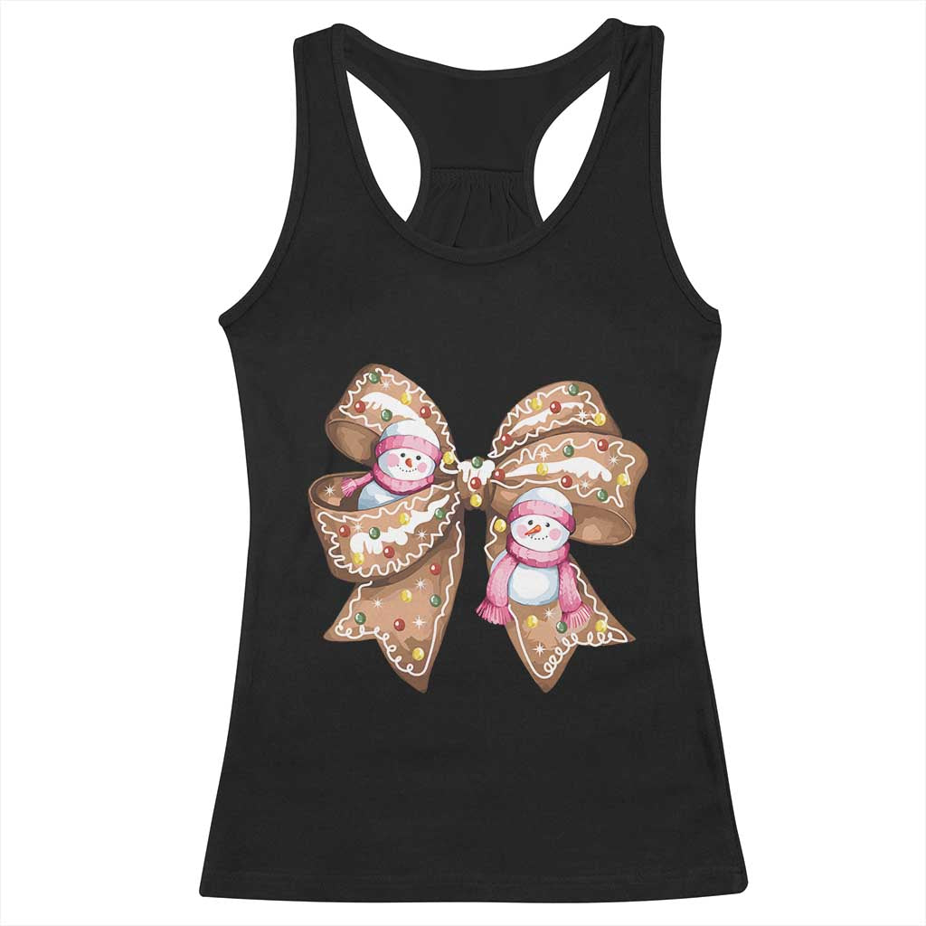 Gingerbread Coquette Bow Christmas Racerback Tank Top Cute Snowman Girly Xmas Gifts For Her TS10 Black Print Your Wear