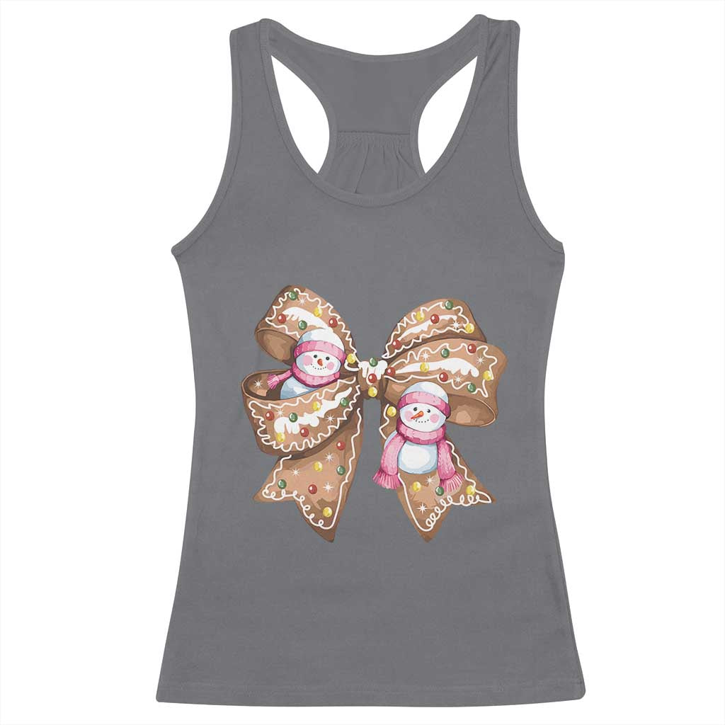 Gingerbread Coquette Bow Christmas Racerback Tank Top Cute Snowman Girly Xmas Gifts For Her TS10 Charcoal Print Your Wear