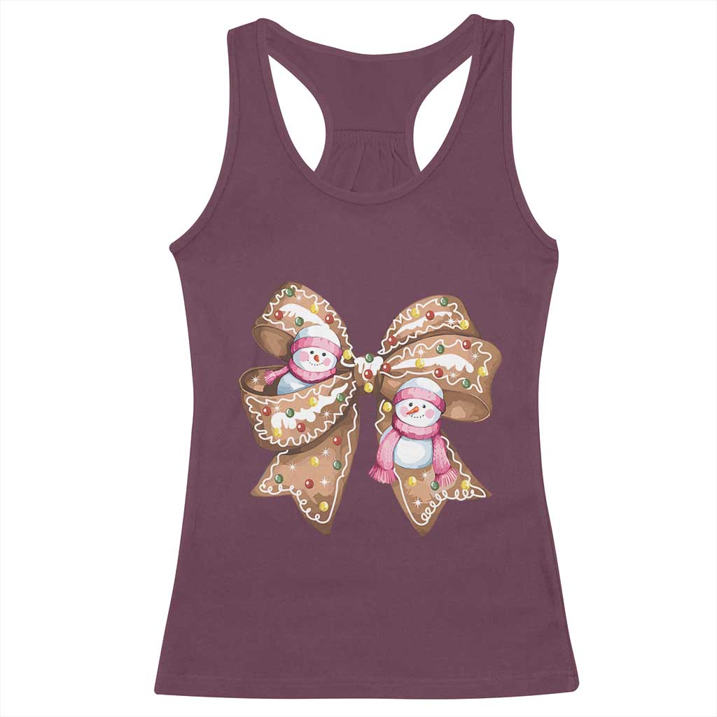 Gingerbread Coquette Bow Christmas Racerback Tank Top Cute Snowman Girly Xmas Gifts For Her TS10 Maroon Print Your Wear
