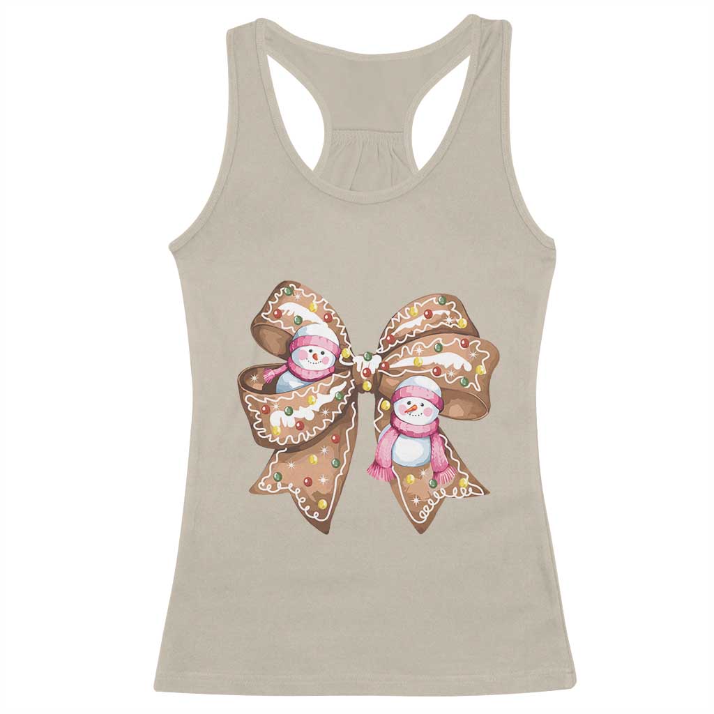 Gingerbread Coquette Bow Christmas Racerback Tank Top Cute Snowman Girly Xmas Gifts For Her TS10 Sand Print Your Wear