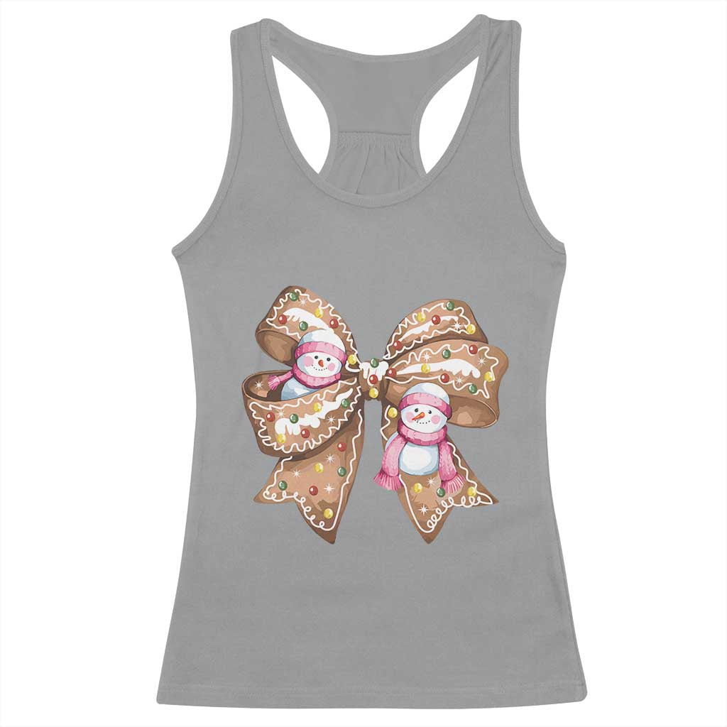 Gingerbread Coquette Bow Christmas Racerback Tank Top Cute Snowman Girly Xmas Gifts For Her TS10 Sport Gray Print Your Wear