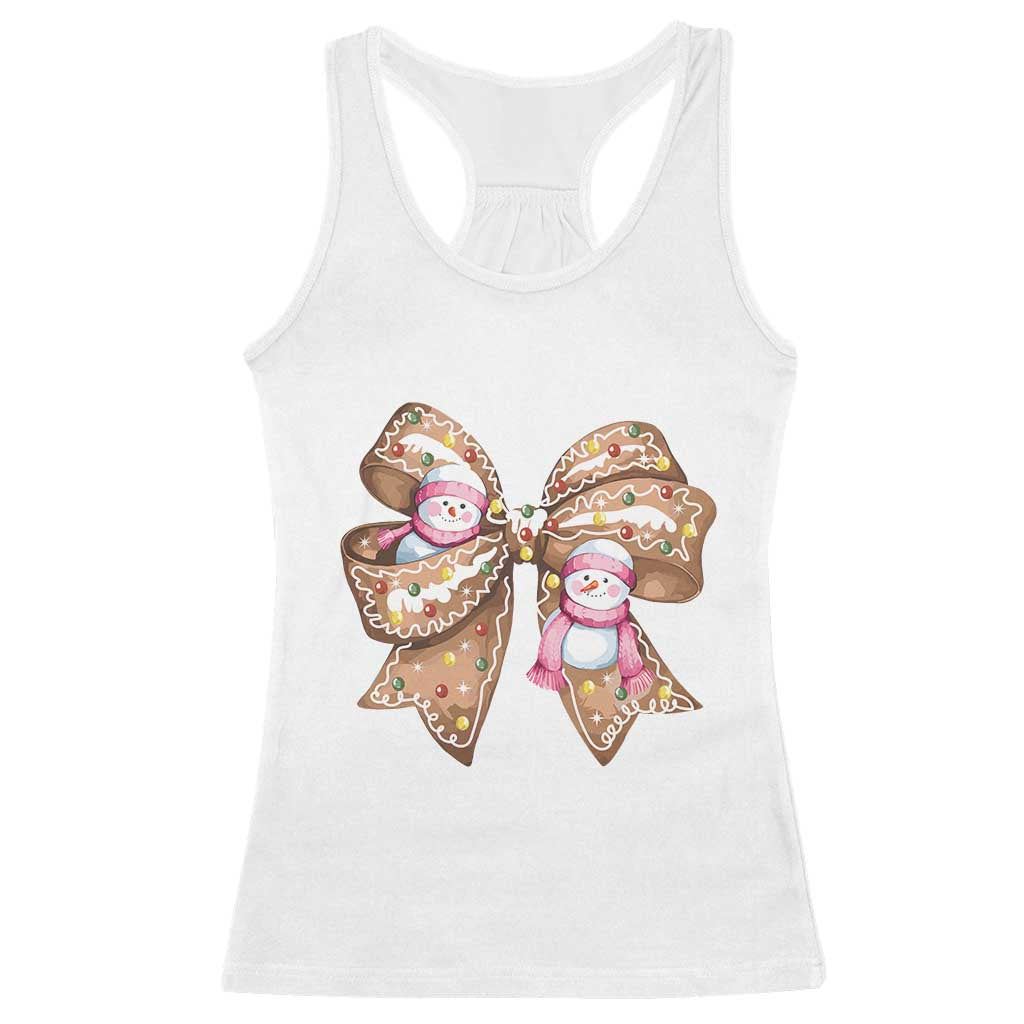 Gingerbread Coquette Bow Christmas Racerback Tank Top Cute Snowman Girly Xmas Gifts For Her TS10 White Print Your Wear