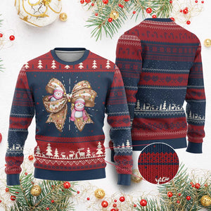 Gingerbread Coquette Bow Ugly Christmas Sweater Cute Snowman Girly Xmas Gifts For Her TS10 Burgundy Print Your Wear