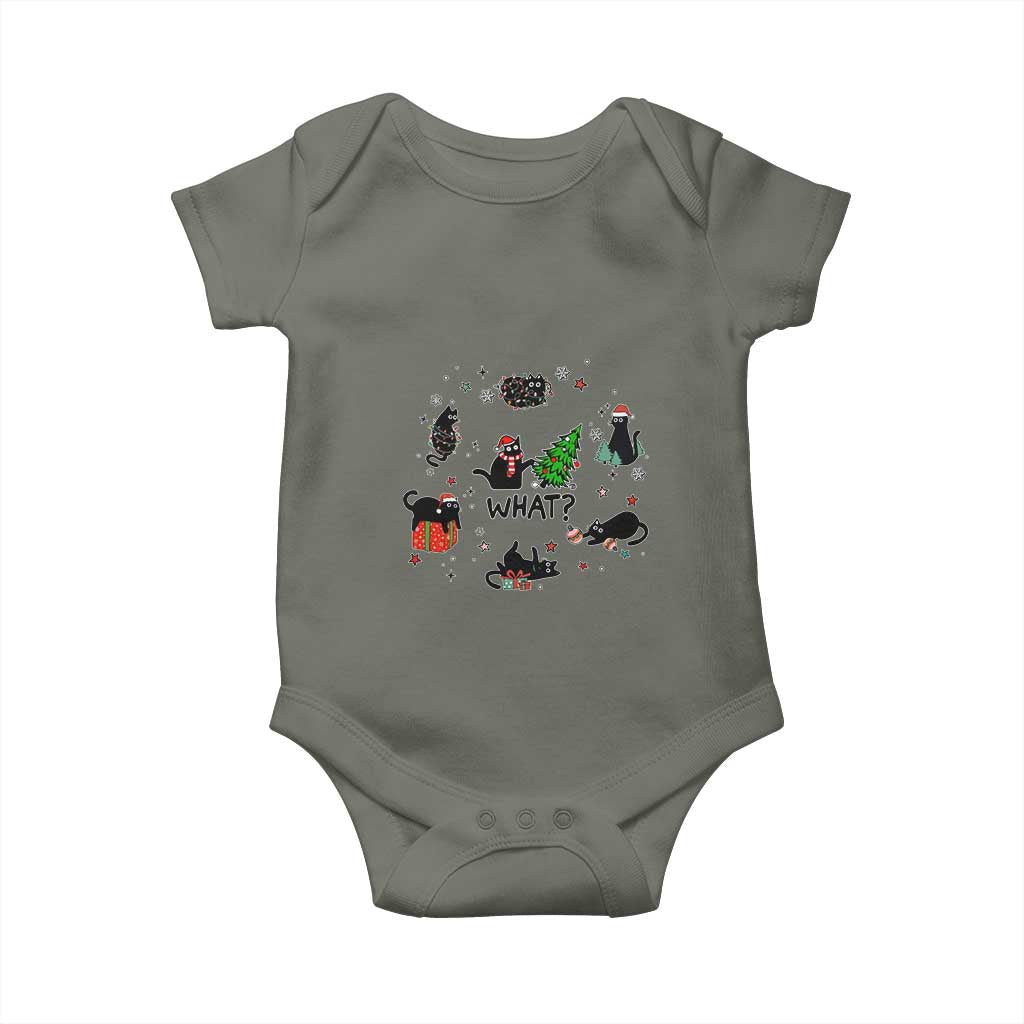 Cute Cat Christmas Baby Onesie What? Funny Meowy Catmas Gift For New Year TS10 Military Green Print Your Wear