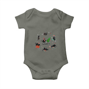 Cute Cat Christmas Baby Onesie What? Funny Meowy Catmas Gift For New Year TS10 Military Green Print Your Wear