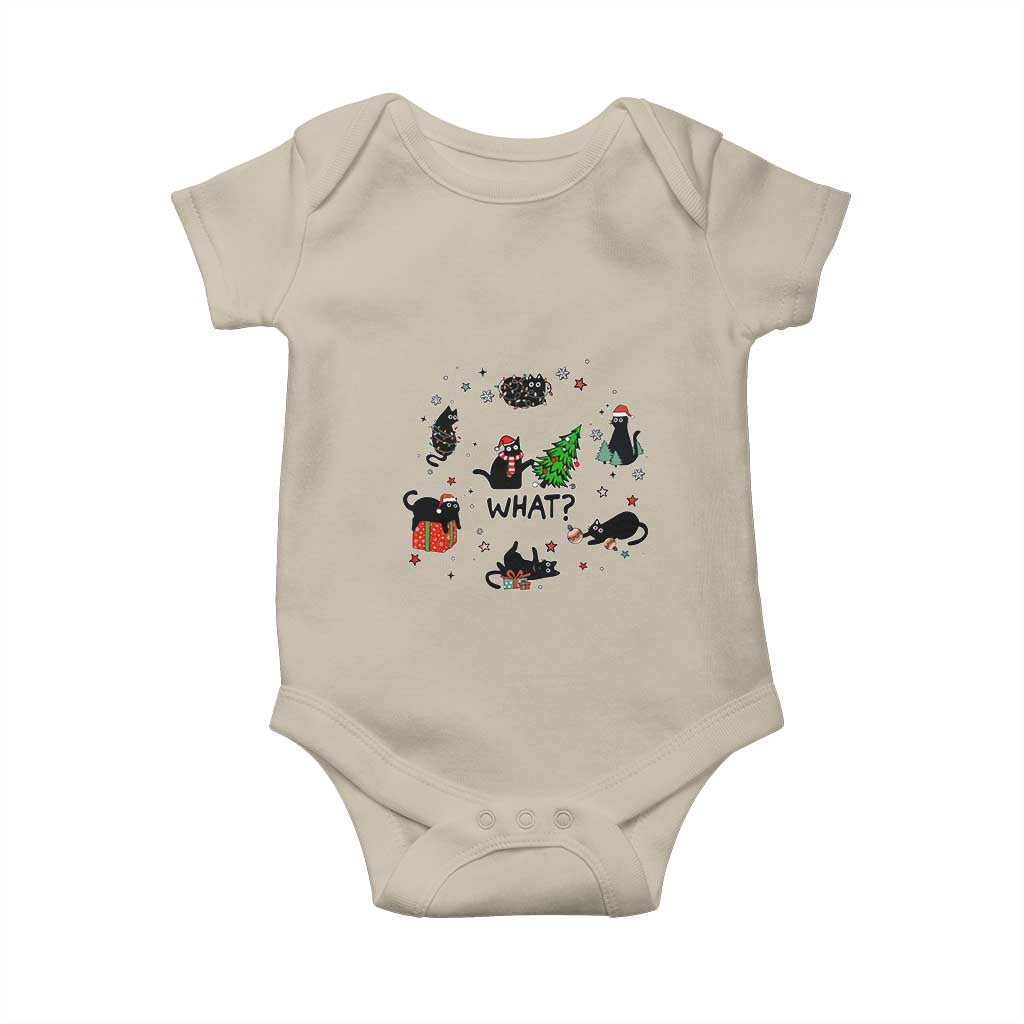 Cute Cat Christmas Baby Onesie What? Funny Meowy Catmas Gift For New Year TS10 Sand Print Your Wear