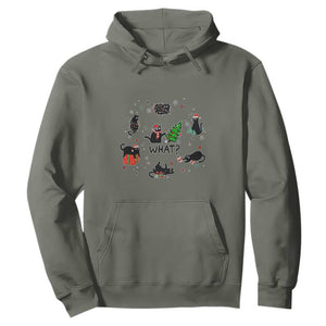 Cute Cat Christmas Hoodie What? Funny Meowy Catmas Gift For New Year TS10 Military Green Print Your Wear