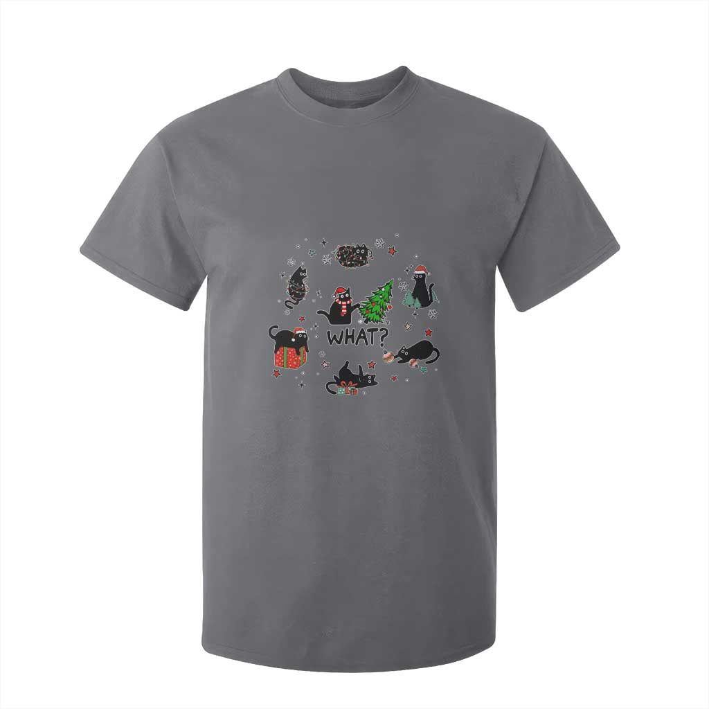 Cute Cat Christmas T Shirt For Kid What? Funny Meowy Catmas Gift For New Year TS10 Charcoal Print Your Wear