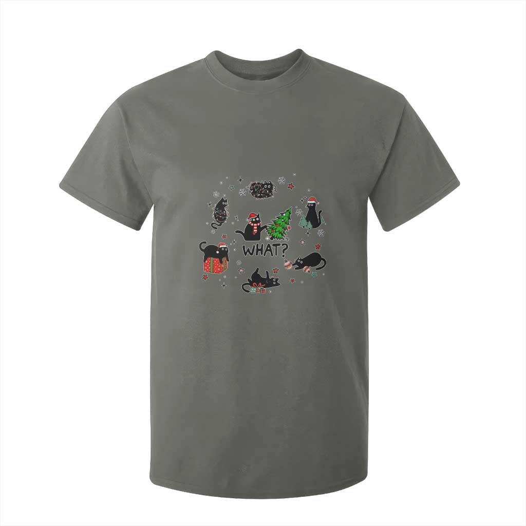 Cute Cat Christmas T Shirt For Kid What? Funny Meowy Catmas Gift For New Year TS10 Military Green Print Your Wear