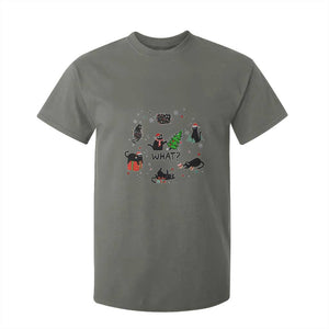 Cute Cat Christmas T Shirt For Kid What? Funny Meowy Catmas Gift For New Year TS10 Military Green Print Your Wear