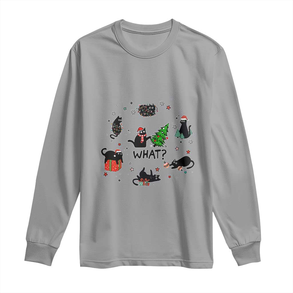 Cute Cat Christmas Long Sleeve Shirt What? Funny Meowy Catmas Gift For New Year TS10 Sport Gray Print Your Wear