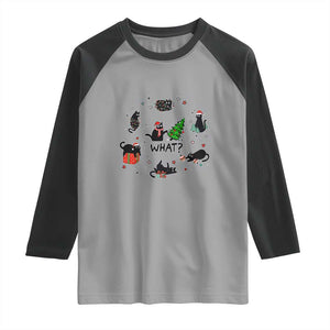 Cute Cat Christmas Raglan Shirt What? Funny Meowy Catmas Gift For New Year TS10 Sport Gray Black Print Your Wear