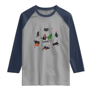 Cute Cat Christmas Raglan Shirt What? Funny Meowy Catmas Gift For New Year TS10 Sport Gray Navy Print Your Wear