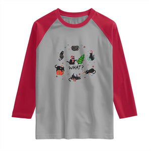 Cute Cat Christmas Raglan Shirt What? Funny Meowy Catmas Gift For New Year TS10 Sport Gray Red Print Your Wear